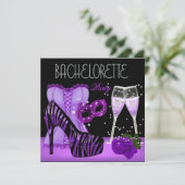 Bachelorette Party Paarse Masker Schoenen Corset Kaart (Staand voorkant)