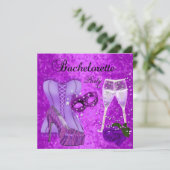 Bachelorette Party Paarse Masker Schoenen Corset Kaart (Staand voorkant)