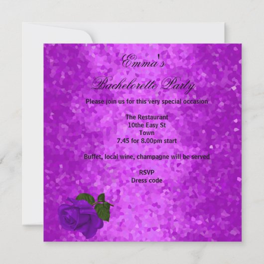 Bachelorette Party Paarse Masker Schoenen Corset Kaart (Achterkant)