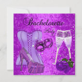 Bachelorette Party Paarse Masker Schoenen Corset Kaart (Voorkant)