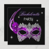 Bachelorette Party Paarse Masker Zwart Kaart (Voorkant / Achterkant)
