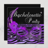Bachelorette Party Paarse Masker Zwart Kaart (Voorkant / Achterkant)