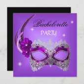 Bachelorette Party Paarse Masker Zwart Kaart (Voorkant / Achterkant)