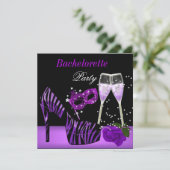 Bachelorette Party Paarse maskers Champagne 2 Kaart (Staand voorkant)