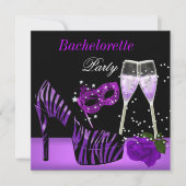 Bachelorette Party Paarse maskers Champagne 2 Kaart (Voorkant)