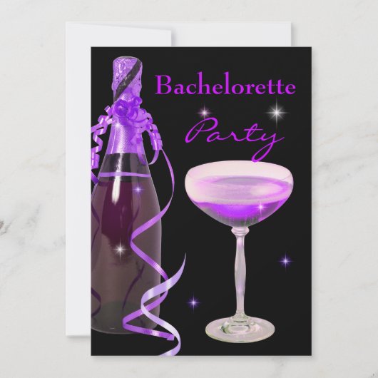 Bachelorette Party Paarse Pink Black Champagne Kaart (Voorkant)