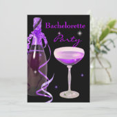 Bachelorette Party Paarse Pink Black Champagne Kaart (Staand voorkant)
