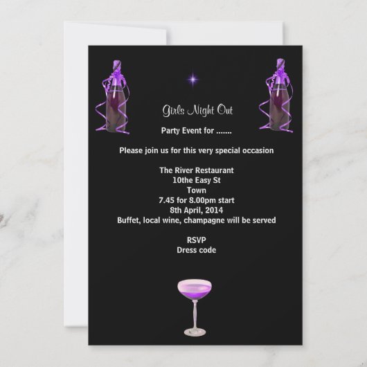 Bachelorette Party Paarse Pink Black Champagne Kaart