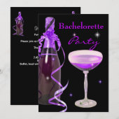 Bachelorette Party Paarse Pink Black Champagne Kaart (Voorkant / Achterkant)