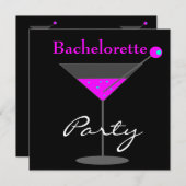 Bachelorette Party Paarse roze Martini Kaart (Voorkant / Achterkant)