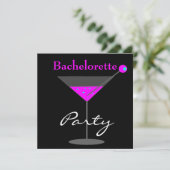 Bachelorette Party Paarse roze Martini Kaart (Staand voorkant)