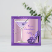 Bachelorette Party Paarse roze schoenen 2 Kaart (Staand voorkant)