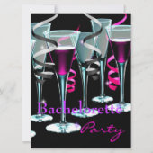 Bachelorette Party Paarse roze zwarte Drinken Kaart (Voorkant)