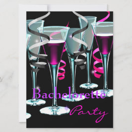 Bachelorette Party Paarse roze zwarte Drinken Kaart