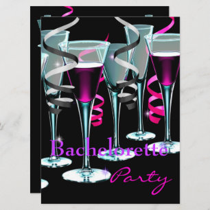 Bachelorette Party Paarse roze zwarte Drinken Kaart