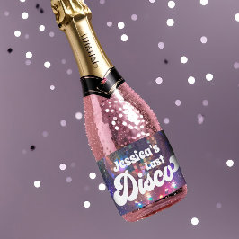 Bachelorette Party Paarse Spiegelbal Laatste Disco Sparkling Wijnetiket