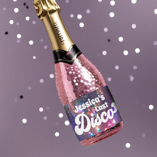 Bachelorette Party Paarse Spiegelbal Laatste Disco Sparkling Wijnetiket