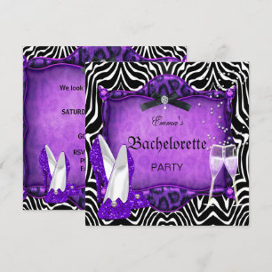 Bachelorette Party Paarse Zebra Black Shoes Kaart
