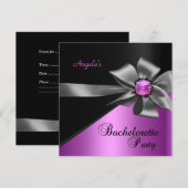 Bachelorette Party Pink Black Bow Jewel Kaart (Voorkant / Achterkant)