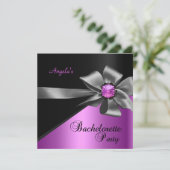 Bachelorette Party Pink Black Bow Jewel Kaart (Staand voorkant)