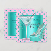 Bachelorette Party Pink Blauwgroen Blue Turquoise Kaart (Voorkant / Achterkant)