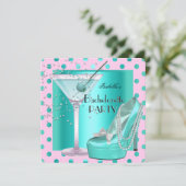 Bachelorette Party Pink Blauwgroen Blue Turquoise Kaart (Staand voorkant)