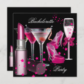Bachelorette Party Pink Champagne Drinken Kaart (Voorkant / Achterkant)