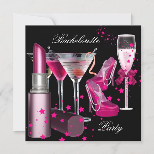 Bachelorette Party Pink Champagne Drinken Kaart (Voorkant)
