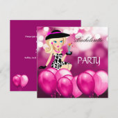 Bachelorette Party Pink Girl Balloons Cocktail 3 Kaart (Voorkant / Achterkant)