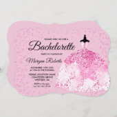 Bachelorette Party Pink Glitter Dress Uitnodiging (Voorkant / Achterkant)