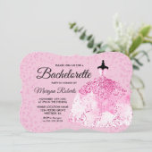 Bachelorette Party Pink Glitter Dress Uitnodiging (Staand voorkant)