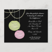 Bachelorette Party Pink Green Lanterns Invite Card Uitnodiging Briefkaart (Achterkant)