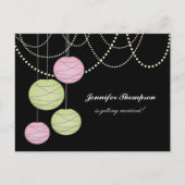 Bachelorette Party Pink Green Lanterns Invite Card Uitnodiging Briefkaart (Voorkant)