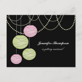 Bachelorette Party Pink Green Lanterns Invite Card Uitnodiging Briefkaart