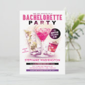 Bachelorette Party Pink Martini and Cocktails Kaart (Staand voorkant)