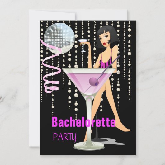 Bachelorette Party Pink Martini Kaart (Voorkant)