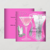 Bachelorette Party Pink Silver Margarita Kaart (Voorkant / Achterkant)