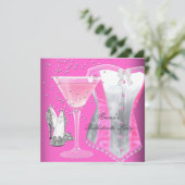 Bachelorette Party Pink Silver Margarita Kaart (Staand voorkant)
