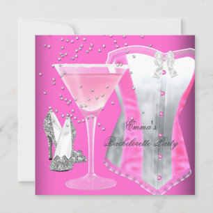 Bachelorette Party Pink Silver Margarita Kaart