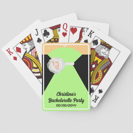 Bachelorette Party Poker White and Green Wedding Pokerkaarten (Achterkant)