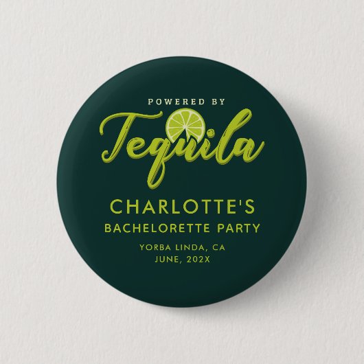 Bachelorette Party Powered by Tequila Aandenken Ronde Button 5,7 Cm (Voorkant)