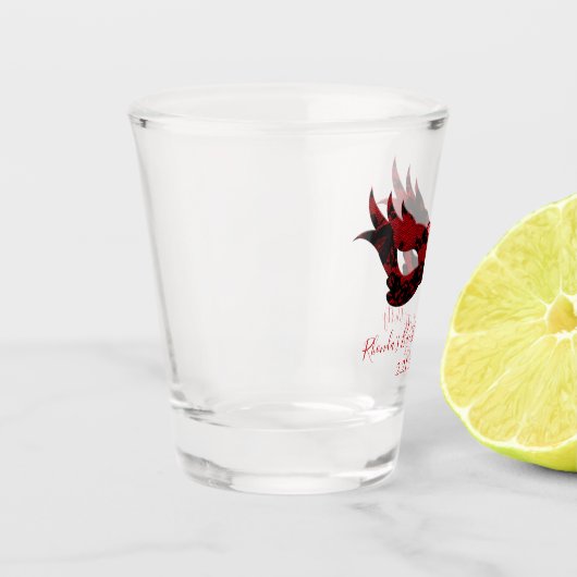 Bachelorette party Red and Black Masquerade mask Shot Glas (Links)