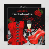 Bachelorette Party Red Black Corset Rozen Kaart (Voorkant / Achterkant)