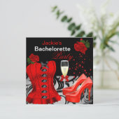 Bachelorette Party Red Black Corset Rozen Kaart (Staand voorkant)