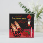 Bachelorette Party Red Black Shoes Lipstick Kaart (Staand voorkant)