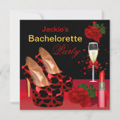 Bachelorette Party Red Black Shoes Lipstick Kaart (Voorkant)