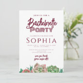 Bachelorette Party Red Burgundy CACTUS Modern Kaart (Staand voorkant)