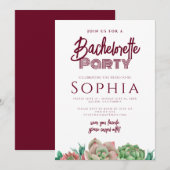 Bachelorette Party Red Burgundy CACTUS Modern Kaart (Voorkant / Achterkant)