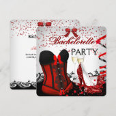 Bachelorette Party Red Corset high heels Champagne Kaart (Voorkant / Achterkant)