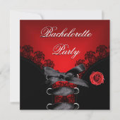 Bachelorette Party Red Rose Black Lace Kaart (Voorkant)